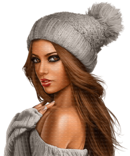 Winter. Woman. Hat and sweater. Leila - nemokama png