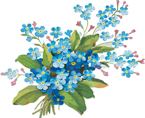 Blue green vintage flowers deco [Basilslament] - Free PNG