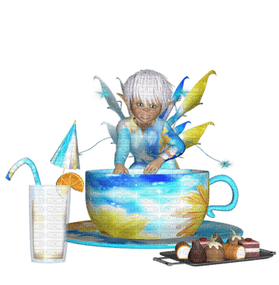 elf elfe fairy fee  fantasy  cup tasse sweet blue tube - zadarmo png