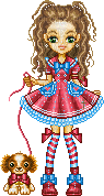 girl in a pink lolita dress sparkly dollz dog - Free animated GIF