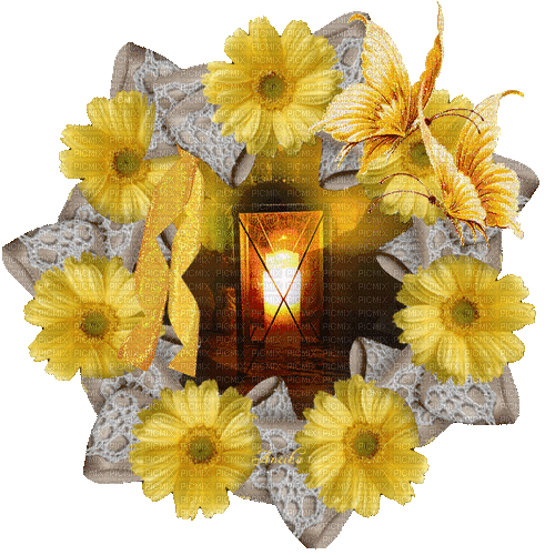 Kerze, Laterne, Blumen, Gelb - Bezmaksas animēts GIF