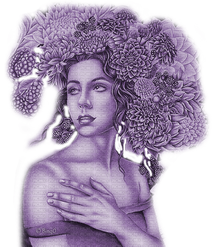 Y.A.M._Art Fantasy woman girl purple - ücretsiz png