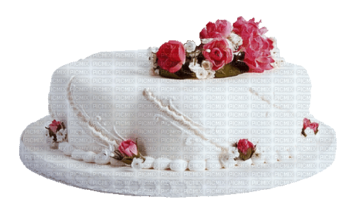Torte, weiß, Blumen - Gratis animeret GIF
