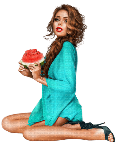 Woman, watermelon, summer, Leila - besplatni png
