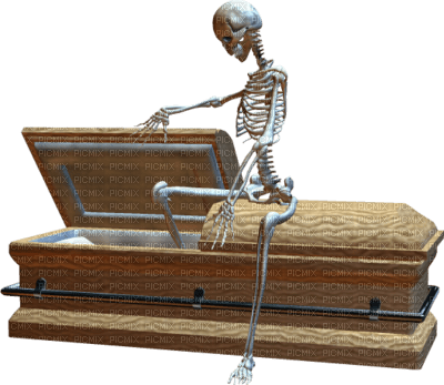 Kaz_Creations Halloween Coffin Skeleton - PNG gratuit