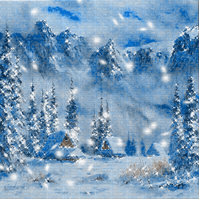 kikkapink background tree lights snow winter - GIF animé gratuit