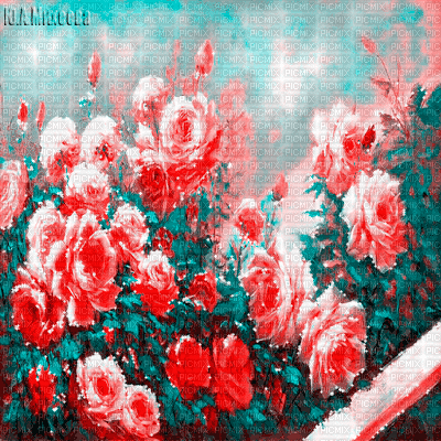 Y.A.M._Vintage Summer landscape background flowers - 免费动画 GIF