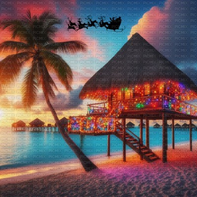 Tropical Christmas Background - png gratis