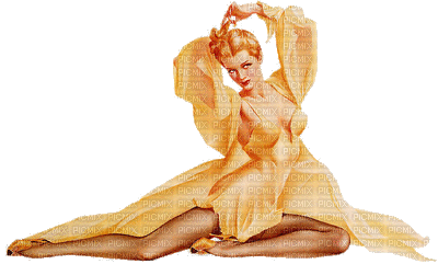 Kaz_Creations Woman Femme Yellow Orange - Darmowy animowany GIF