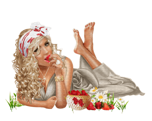 Woman. Strawberry. Drink. Summer. Leila - δωρεάν png