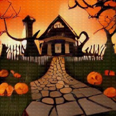 Orange Halloween House with Path - zadarmo png