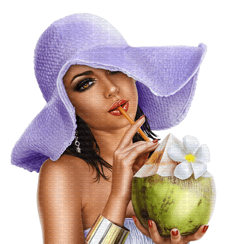 Woman. Summer. Drink. Coconut. Beach. Leila - 無料png