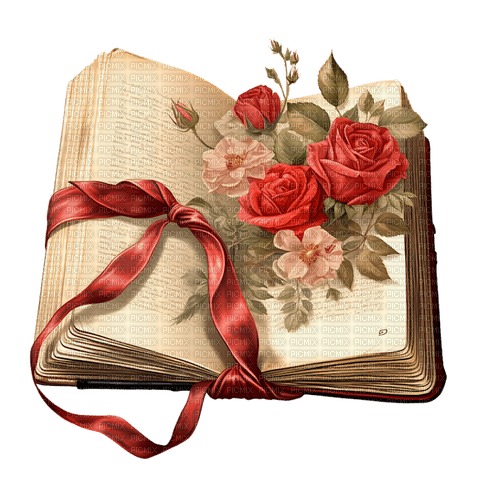 ♥❀❀❀❀ sm3 book red rose roses image - Free PNG