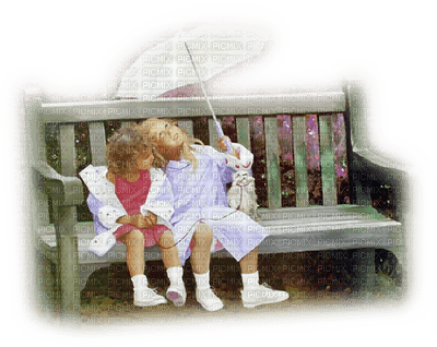minou-girl-sitting on bench -sitter på bänk-paraply - PNG gratuit
