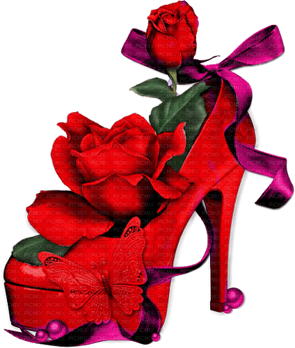 autumn deco kikkapink png red shoe rose - 免费PNG