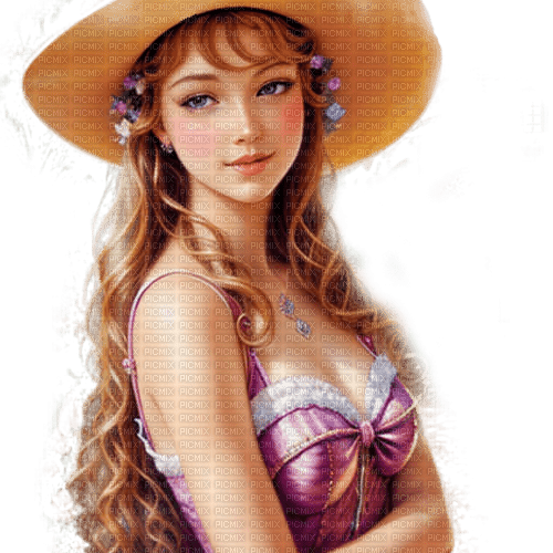 springtimes girl hat woman spring painting - бесплатно png