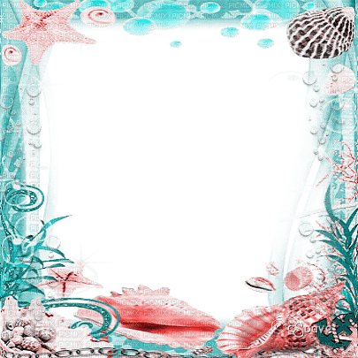 soave frame summer underwater pink teal - 免费PNG