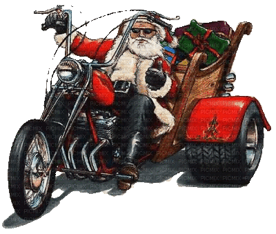 santa biker pere noel motard - Free animated GIF