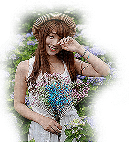 kikkapink woman asian spring flowers - 無料png