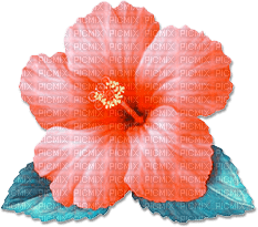 soave deco flowers summer tropical  blue orange - PNG gratuit