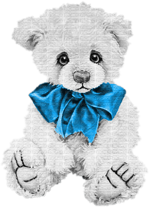 soave deco toy bear black white blue - 無料png
