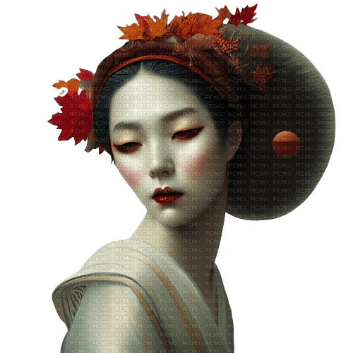kikkapink autumn woman asian oriental geisha - ücretsiz png