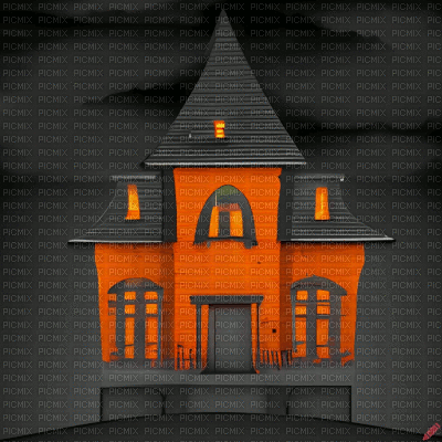 Black & Orange Haunted House - GIF animado gratis