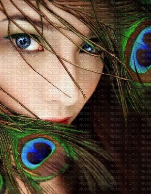 Kaz_Creations Animated Woman Femme With  Peacock Background - gratis png