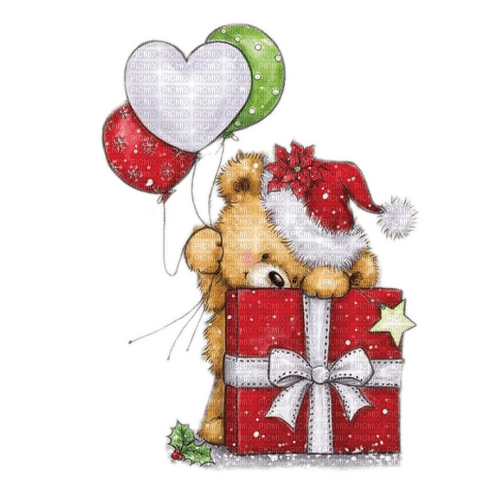 Teddy, Ballons, Geschenk, Weihnachten - zadarmo png