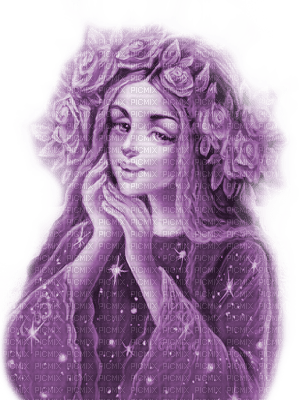 Y.A.M._Art Woman girl purple - Free PNG