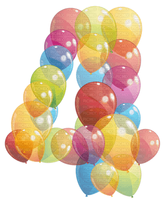 image encre numéro 4 ballons bon anniversaire edited by me - gratis png