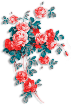 Teal pink red flowers roses deco [Basilslament] - Free PNG