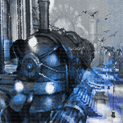 soave background animated steampunk train blue - Gratis animeret GIF
