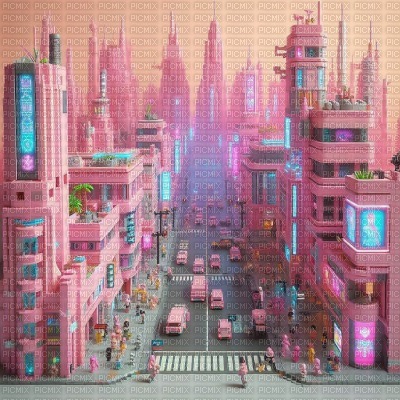 Pastel Pink Cityscape - Free PNG