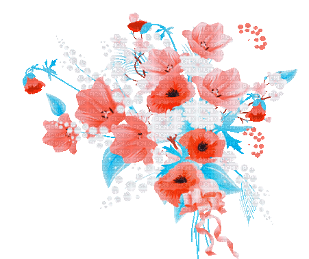 soave deco spring flowers branch animated poppy - Бесплатни анимирани ГИФ
