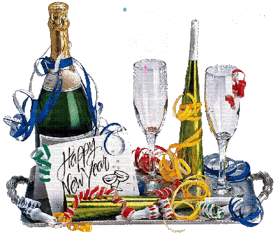 Happy New Year.Champagne.Victoriabea - Gratis animerad GIF