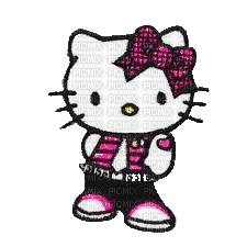 hot pink punk hello kitty - GIF animasi gratis
