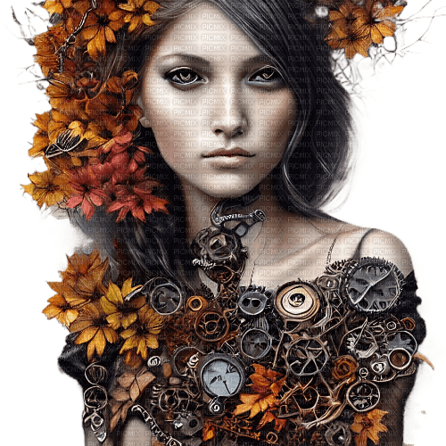 kikkapink steampunk autumn woman girl - PNG gratuit