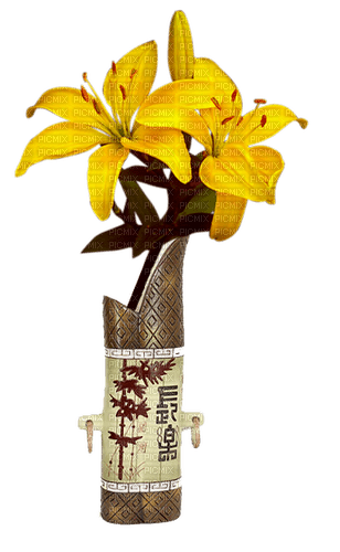 Asian.Oriental.Vase.Flowers.Victoriabea - png gratis