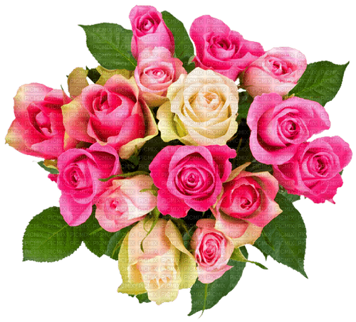 Roses.Bouquet.White.Pink - PNG gratuit