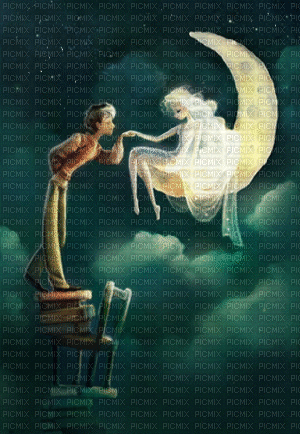 Frau im Mond - Gratis geanimeerde GIF
