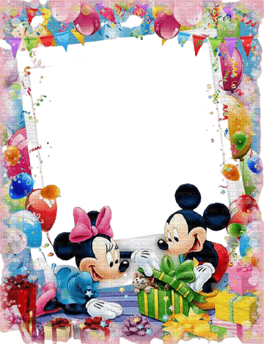 frame,Happy Birthday ,Mickey,flower,tree,butterfly - δωρεάν png