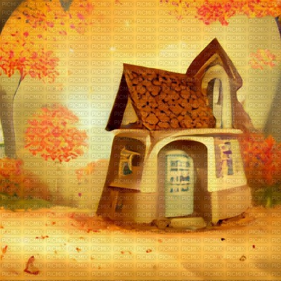 Little Autumn Orange Hut - gratis png