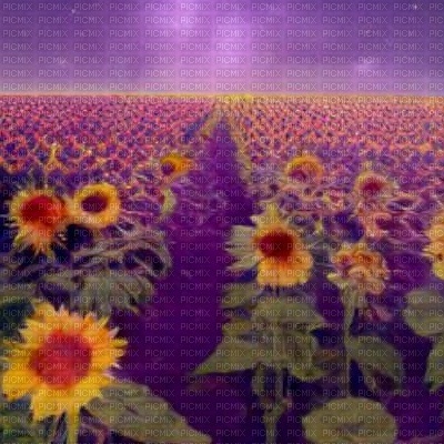 Purple Sunflower Field - фрее пнг