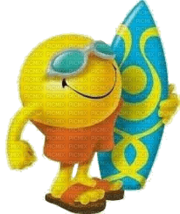 Smiley Face with Surfboard - gratis png