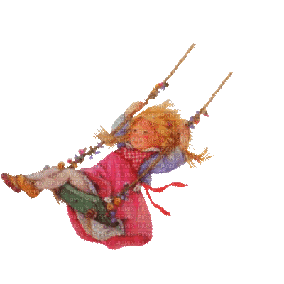 girl on a swing - GIF animé gratuit