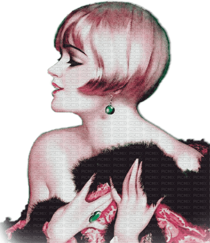 soave woman vintage fashion pink green - 免费PNG