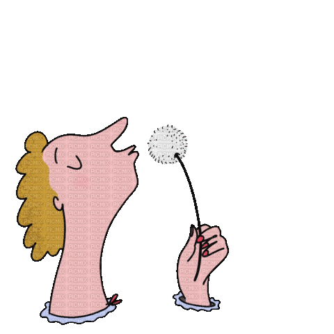 Woman with dandelion - Бесплатни анимирани ГИФ