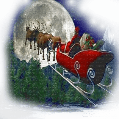 santa sleigh moon pere noel traineau lune - PNG gratuit