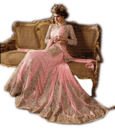 Rena pink Vintage Woman Lady Frau - PNG gratuit